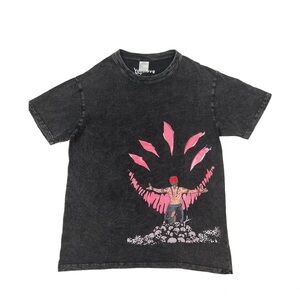 Yokaiave Charcoal Black Pink Anime Graphic Print Design T-Shirt Sz L Men